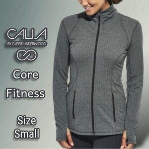 CALIA by Carrie Underwood Gray Essential Herringbone Zip Front Jacket Size Small